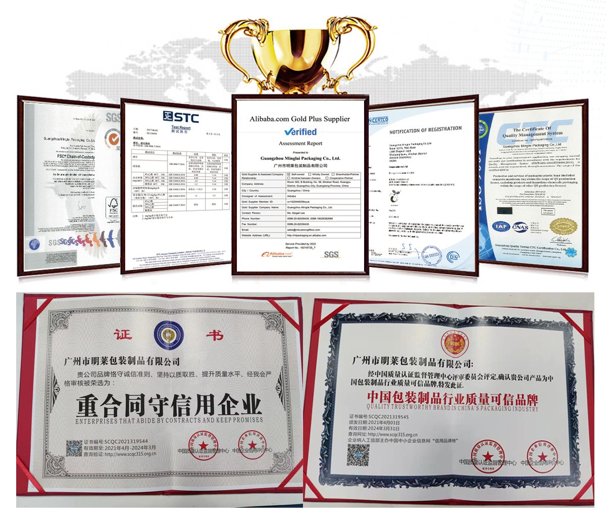 Minglai Packaging certificate_ Minglai Packaging certificate_